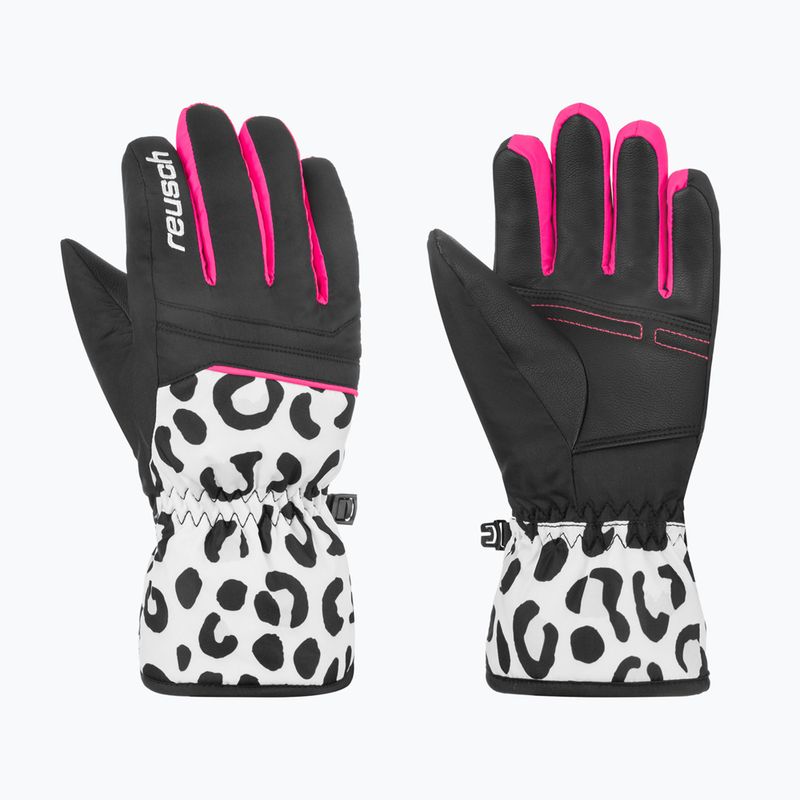 Rękawice narciarskie dziecięce Reusch Alan Junior white/grey leopard