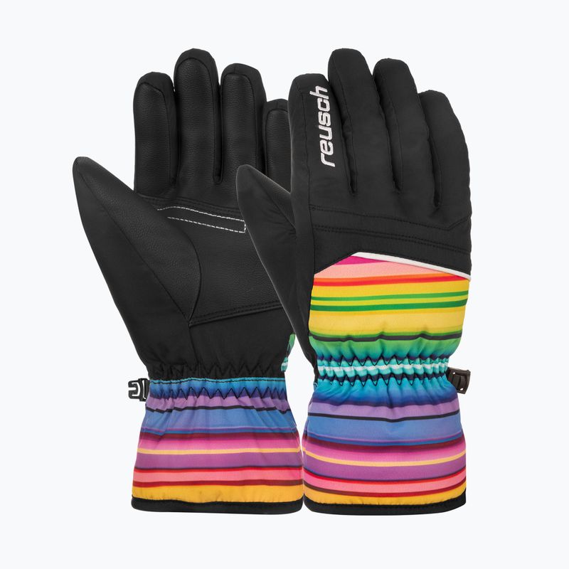 Rękawice narciarskie dziecięce Reusch Alan Junior black/multicolour lines 2