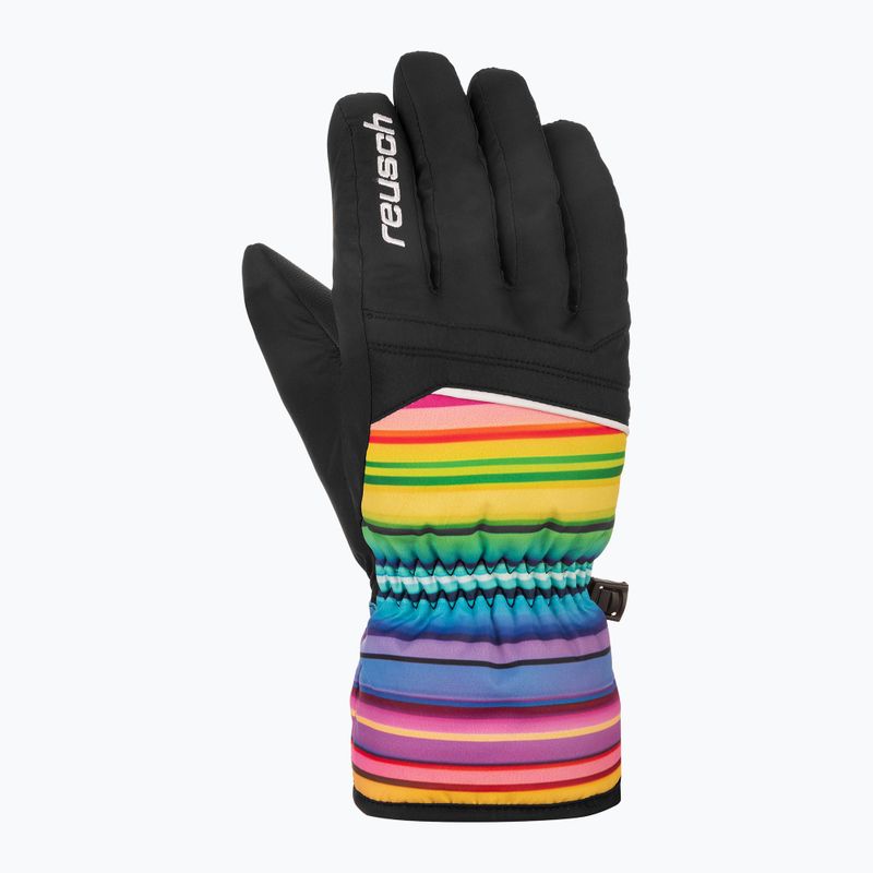 Rękawice narciarskie dziecięce Reusch Alan Junior black/multicolour lines 3