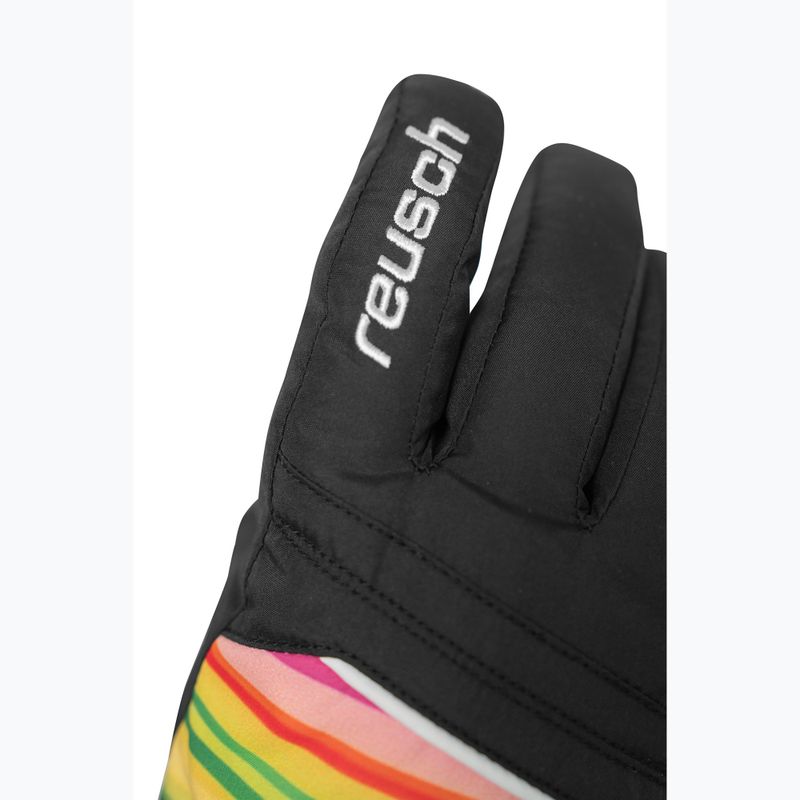 Rękawice narciarskie dziecięce Reusch Alan Junior black/multicolour lines 5