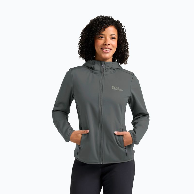 Kurtka softshell damska Jack Wolfskin Windhain Hoody slate green