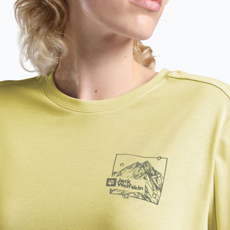 Koszulka damska Jack Wolfskin Vonnan Graphic ridge leaf lemon ice 4
