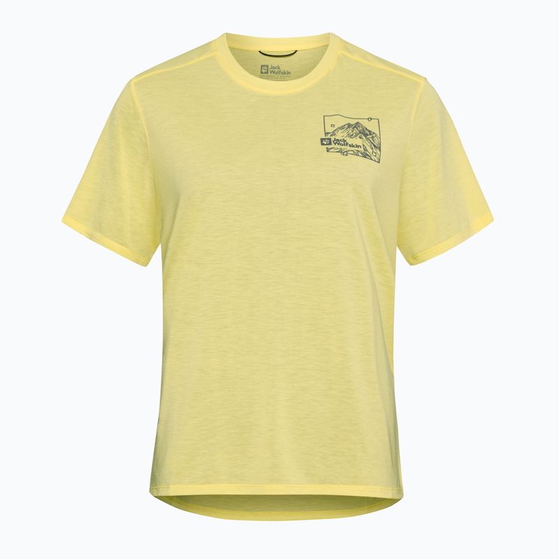 Koszulka damska Jack Wolfskin Vonnan Graphic ridge leaf lemon ice 5