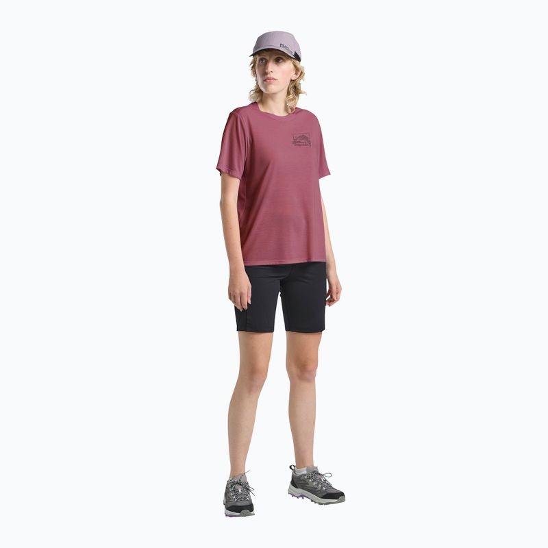 Koszulka damska Jack Wolfskin Vonnan Graphic ridge leaf raisin 2