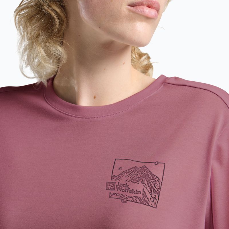 Koszulka damska Jack Wolfskin Vonnan Graphic ridge leaf raisin 4