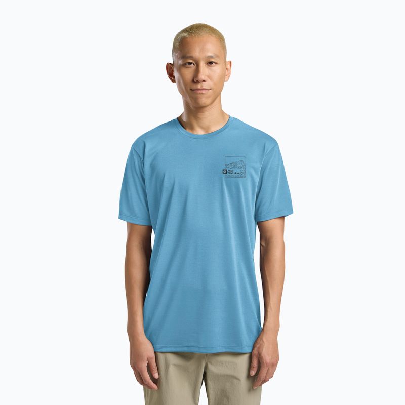 Koszulka męska Jack Wolfskin Vonnan Graphic peak trail sky blue