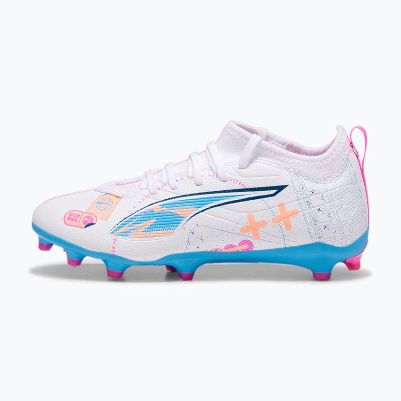 Buty piłkarskie dziecięce PUMA Ultra 5 Match Vol. Up FG/AG Jr puma white/luminous blue 9