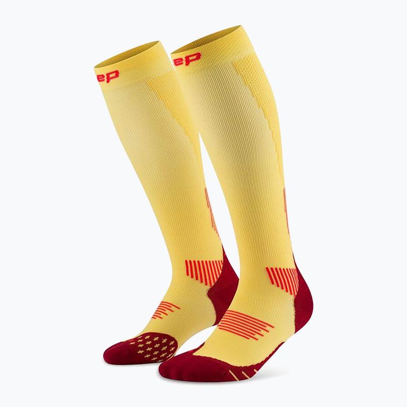 Skarpety kompresyjne damskie CEP Run Tall 5.0 marigold/burgundy