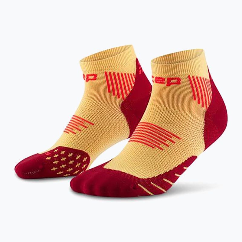 Skarpety kompresyjne damskie CEP Run Low Cut 5.0 marigold/burgundy