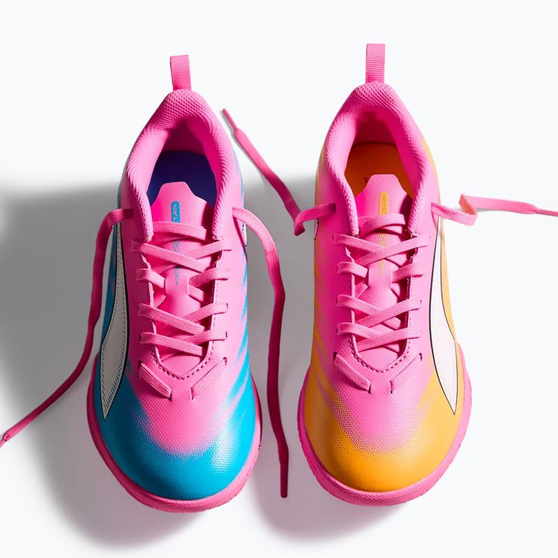 Buty piłkarskie dziecięce PUMA Ultra 6 Play It Jr poison pink/puma wht/sun stream/bright aqua/puma blk 12