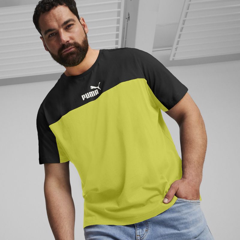 Koszulka męska PUMA ESS+ Block Tee puma black/lime sheen 4