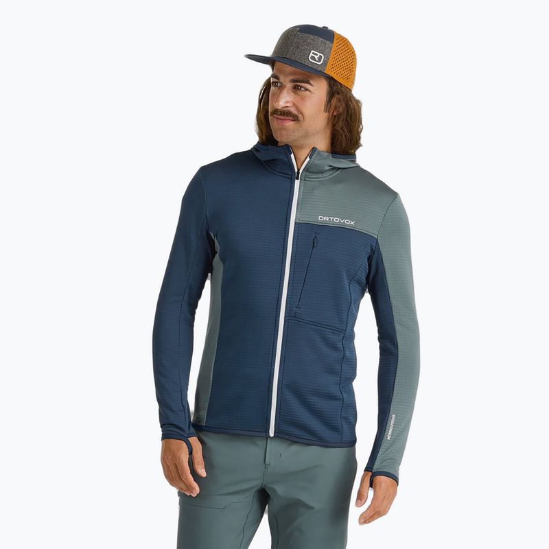 Bluza męska ORTOVOX Fleece Light Grid Hooded deep ocean