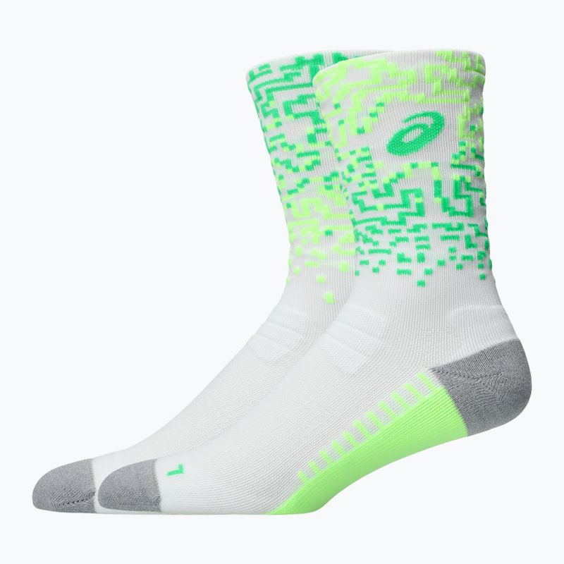Skarpety ASICS Performance Run Crew brilliant white/illum. green/vital green 2