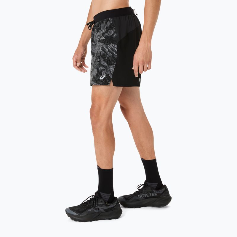 Spodenki do biegania męskie ASICS Fujitrail All Over Print 5IN performance black/carbon/cream 4
