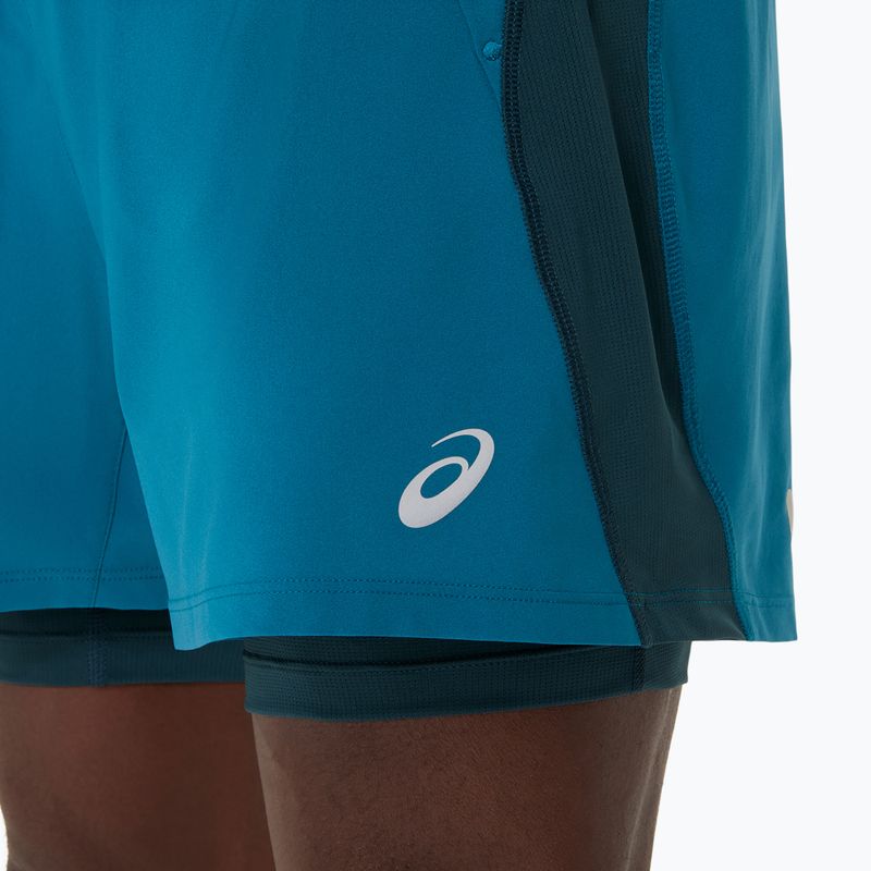 Spodenki do biegania męskie ASICS Road 2N1 5IN tranquil teal/dark teal/yamabuki 11