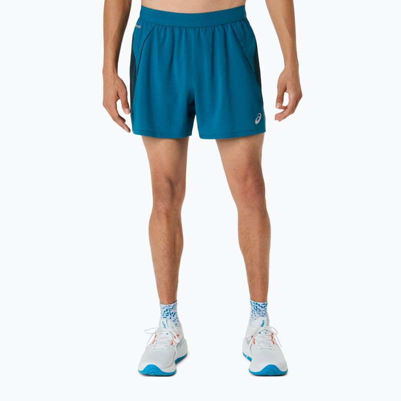 Spodenki do biegania męskie ASICS Road 5IN tranquil teal/dark teal/yamabuki