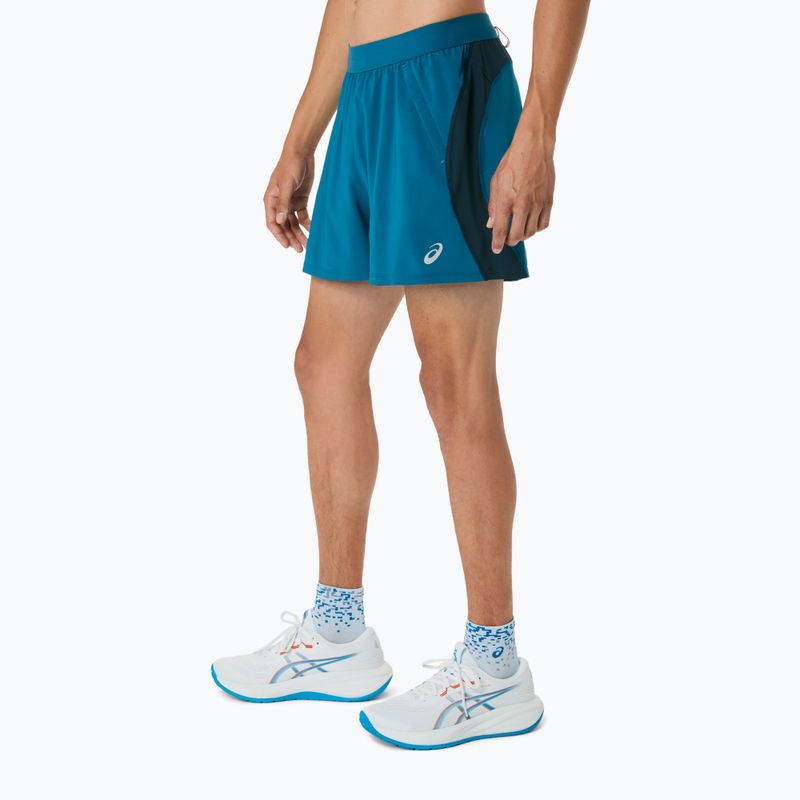 Spodenki do biegania męskie ASICS Road 5IN tranquil teal/dark teal/yamabuki 4