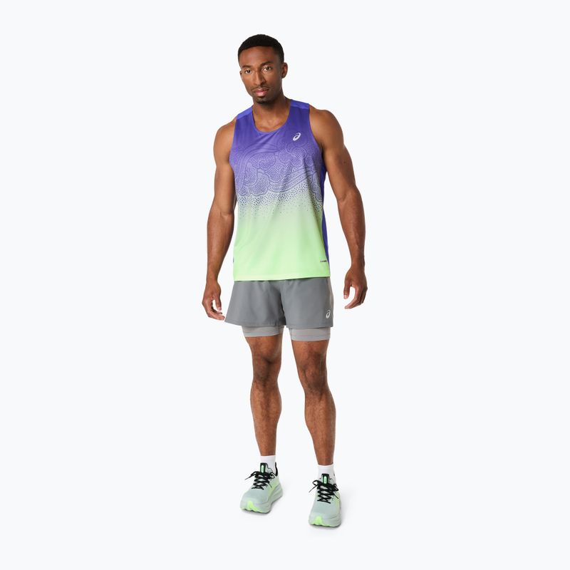 Spodenki do biegania męskie ASICS Road 2N1 5IN clay grey/steel grey/illuminate green 2