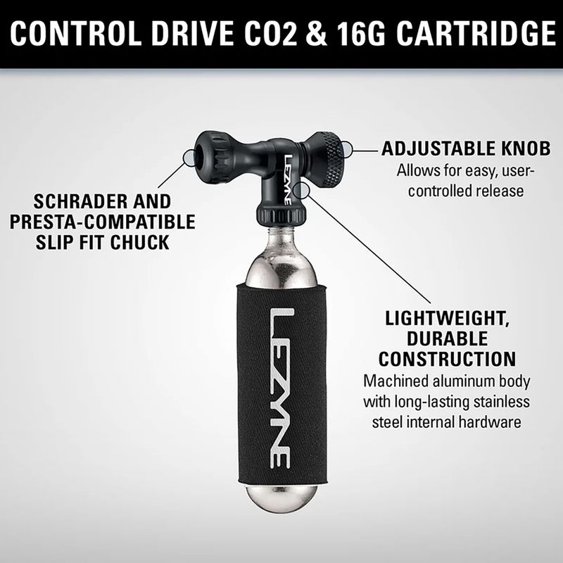 Pompka rowerowa Lezyne Control Drive CO2 + 1 x nabój 25 g gloss black 3