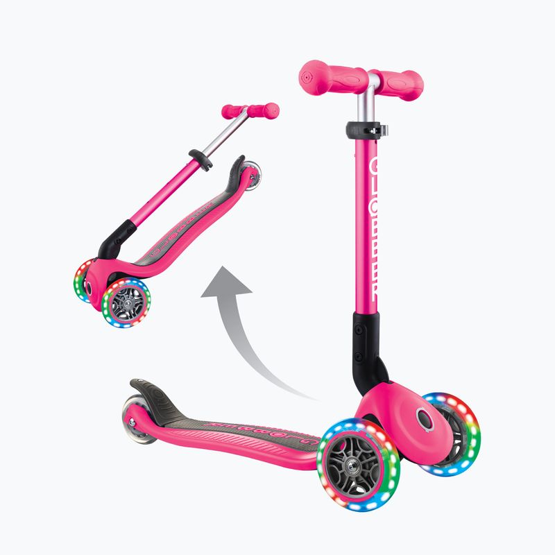 Hulajnoga trójkołowa dziecięca Globber Junior Foldable Lights deep pink 5