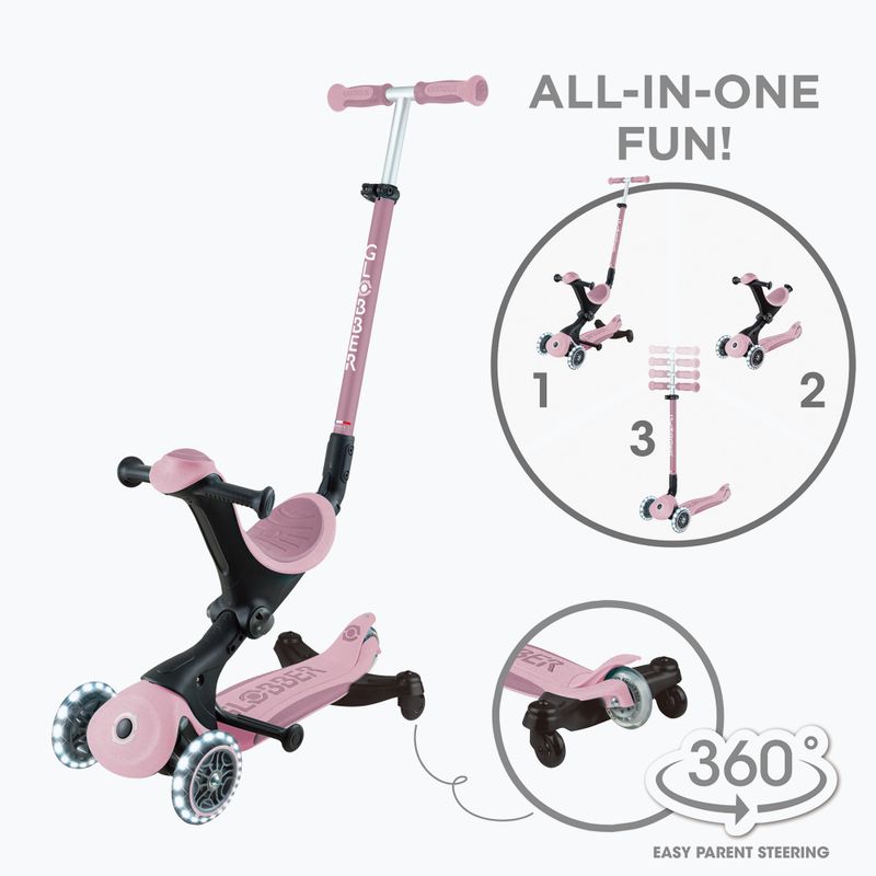Hulajnoga trójkołowa dziecięca Globber Go.Up Deluxe Lights Ecologic 360 berry 16