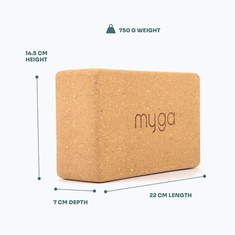 Kostka do jogi Myga Cork Block brązowy 7