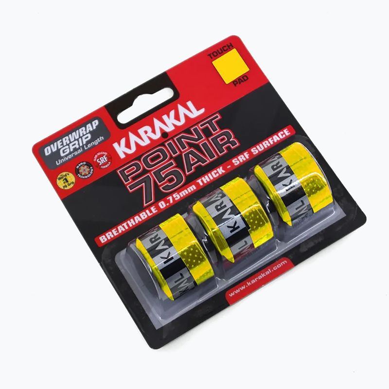Owijka do rakiety squash Karakal Point 75 Air 3 pack yellow
