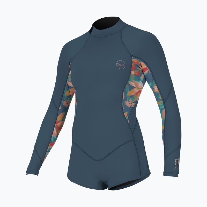 Pianka do pływania dziecięca O'Neill Girls Bahia 2/1 Back Zip LS Spring copen blue/painted tropics/copen blue