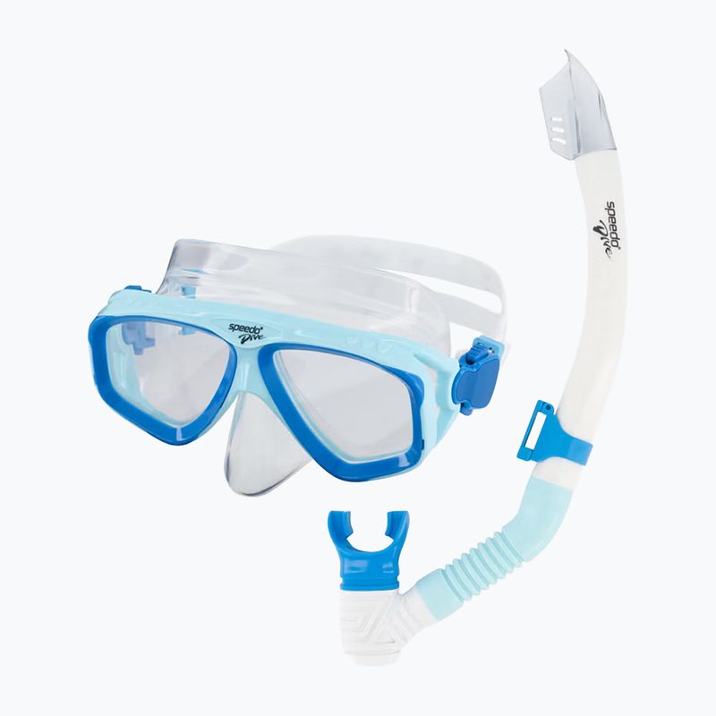Zestaw do snorkelingu Speedo Adventure cool blue/clear