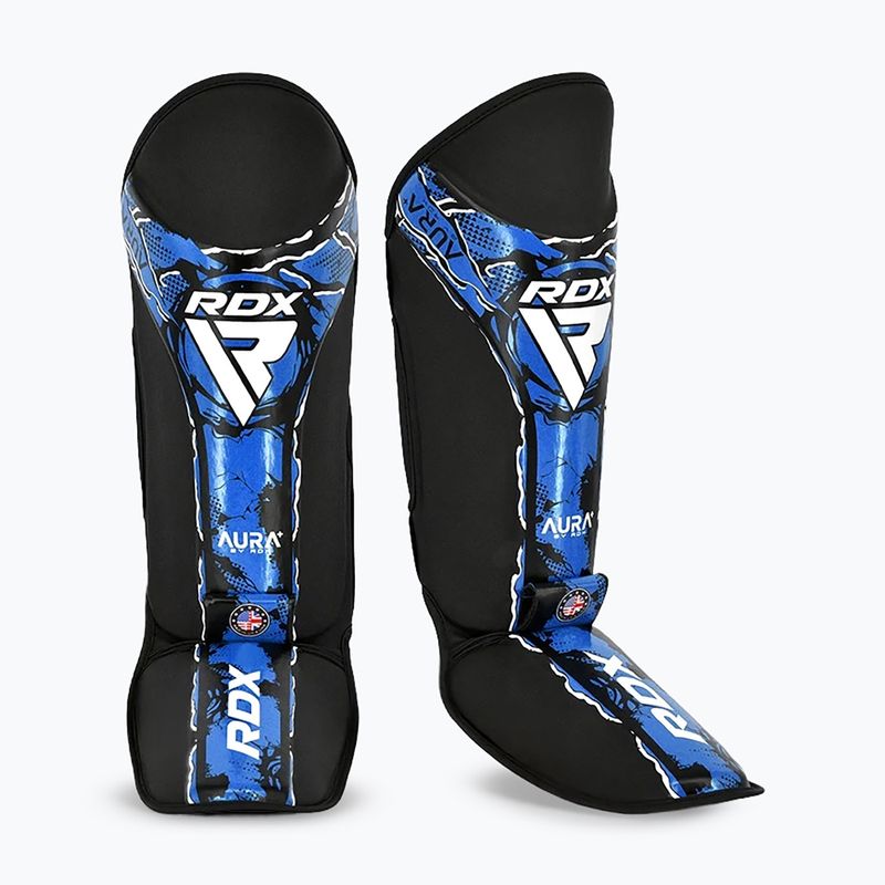 Ochraniacze na piszczele i stopy RDX Instep New Aura F17 Shin black/blue