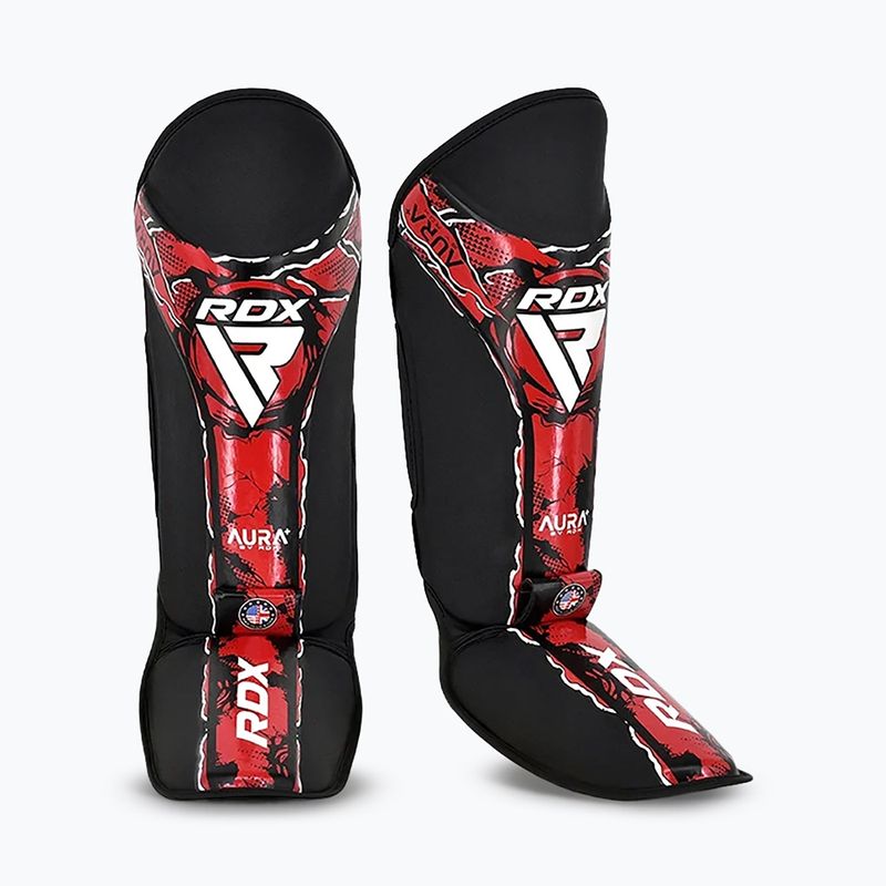 Ochraniacze na piszczele i stopy RDX Instep New Aura F17 Shin black/red