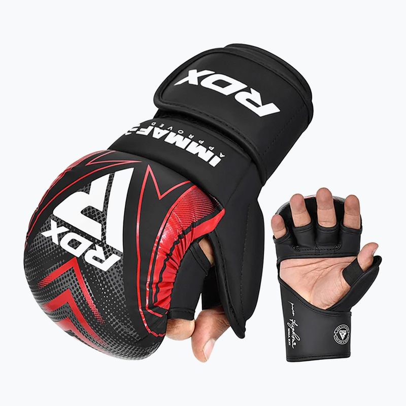 Rękawice grapplingowe RDX IMMAF Approved Shooted Grappling red 3