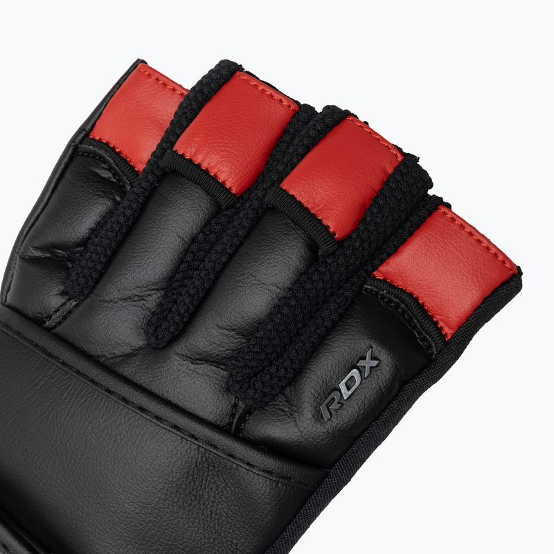 Rękawiczki treningowe RDX L4 Finger Weightlifting Leather red/black 4