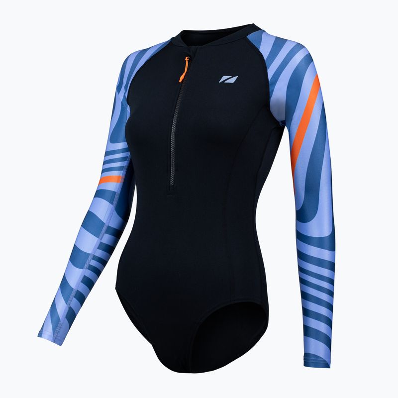 Strój pływacki jednoczęściowy damski ZONE3 OWS Renew black/multi blue