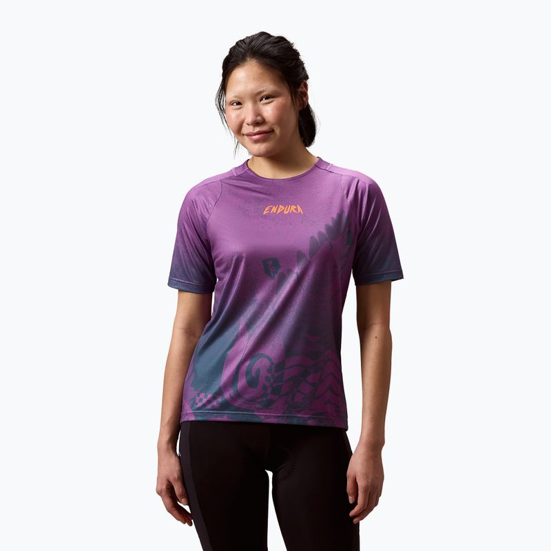 Koszulka rowerowa damska Endura Singletrack Print W end purple