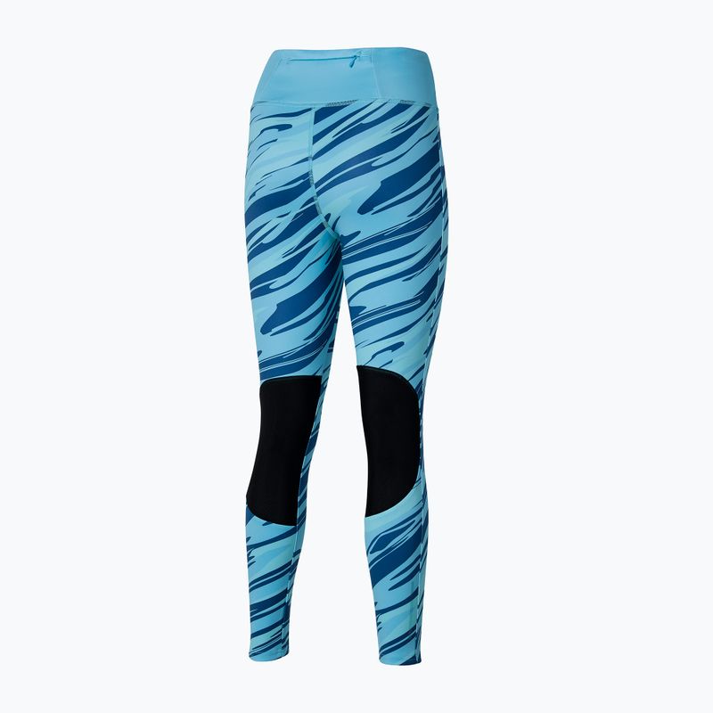 Legginsy do biegania damskie Mizuno 7/8 Printed maui blue 2