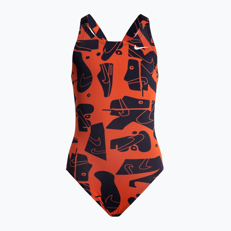Strój pływacki jednoczęściowy dziecięcy Nike Multiple Print Fastback bright crimson