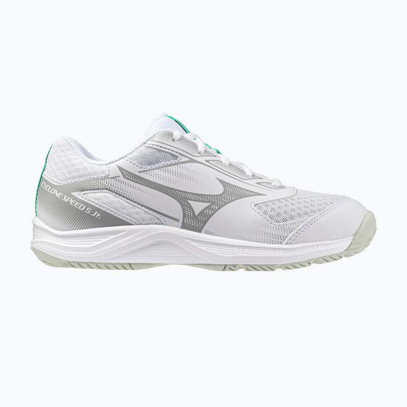 Buty do siatkówki dziecięce Mizuno Cyclone Speed 5 white/black/frozen emerald 8