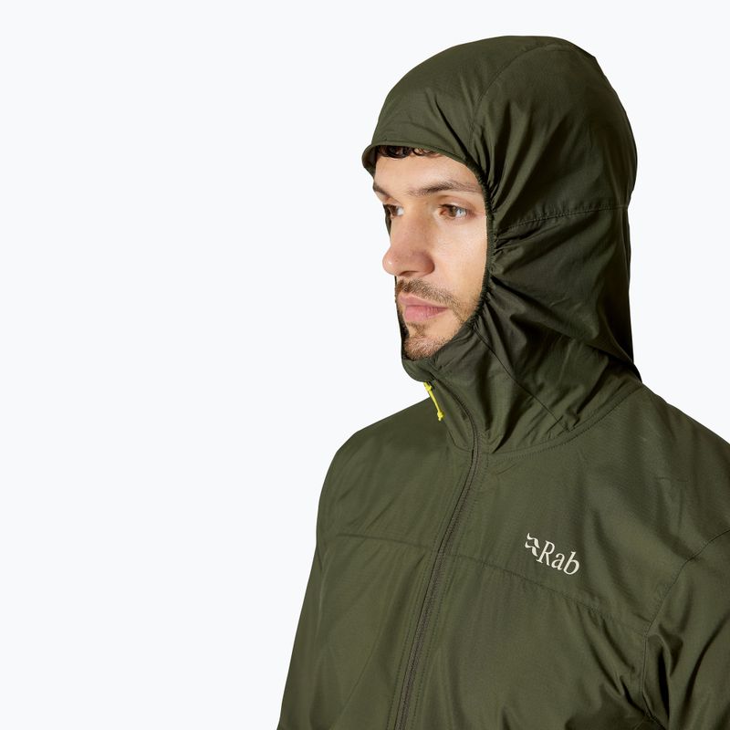 Kurtka przeciwiatrowa męska Rab Windgather Hoody army 5