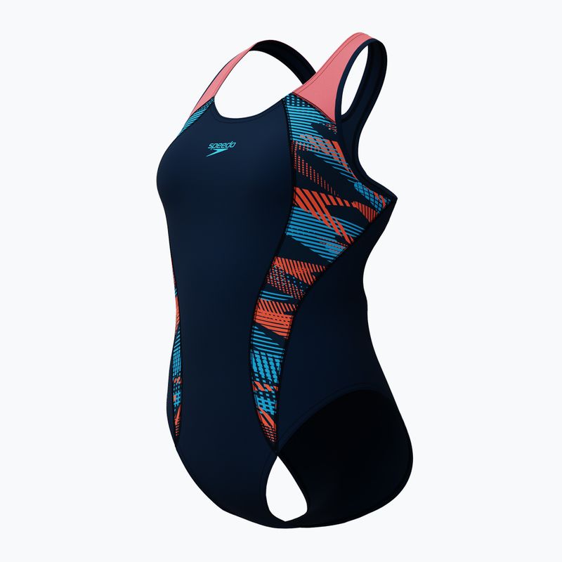 Strój pływacki jednoczęściowy damski Speedo Placement Laneback zoom boom placement/true navy 4