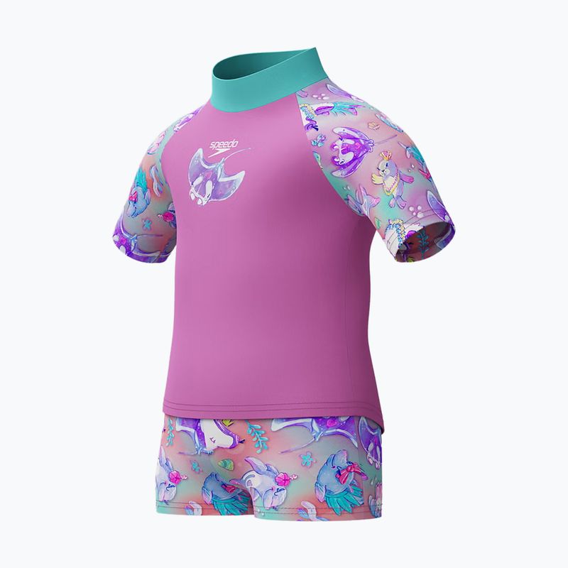 Strój pływacki dwuczęściowy dziecięcy Speedo Digital Rash Top Set neon violet 4