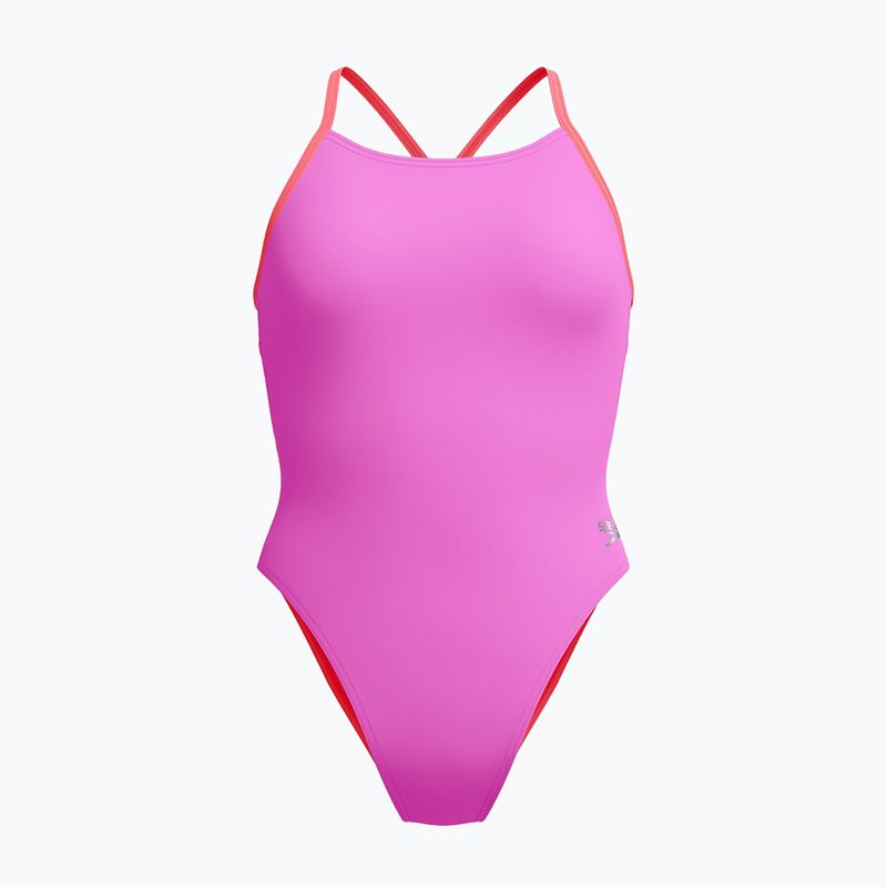 Strój pływacki jednoczęściowy damski Speedo Solid Lattice Tie-Back neon violet