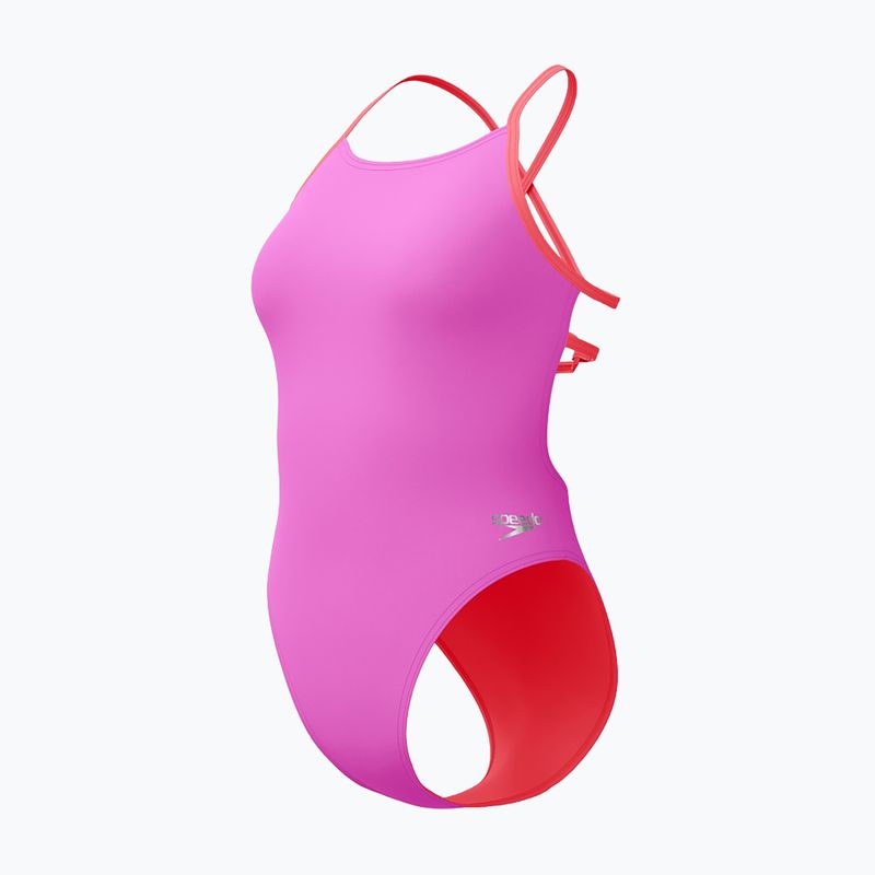 Strój pływacki jednoczęściowy damski Speedo Solid Lattice Tie-Back neon violet 3