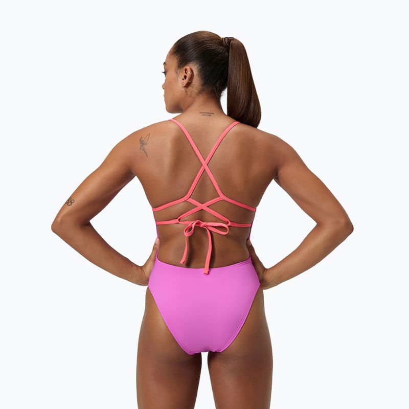 Strój pływacki jednoczęściowy damski Speedo Solid Lattice Tie-Back neon violet 7
