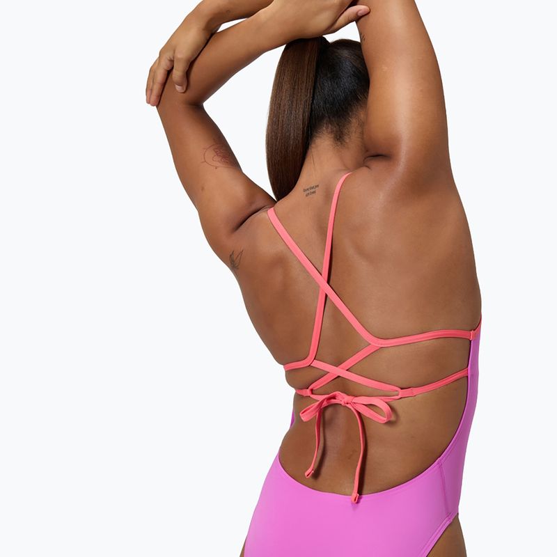 Strój pływacki jednoczęściowy damski Speedo Solid Lattice Tie-Back neon violet 9