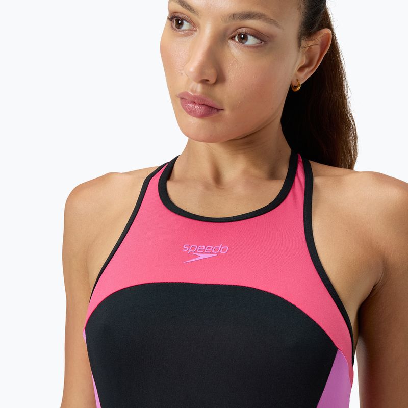 Strój pływacki jednoczęściowy damski Speedo High Neck Splice Cross Back raspberry fill 5