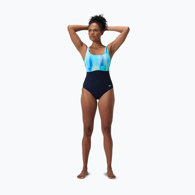 Strój pływacki jednoczęściowy damski Speedo Shaping Contour Eclipse Printed true navy/berry 6