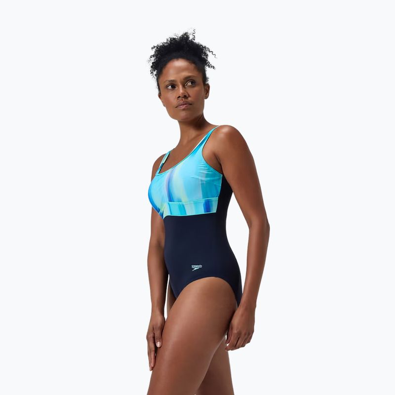 Strój pływacki jednoczęściowy damski Speedo Shaping Contour Eclipse Printed true navy/berry 8