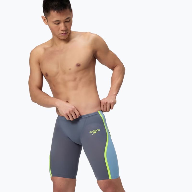 Jammery pływackie męskie Speedo Fastskin LZR Intent 2.0 Jammer grey lead/acadia blue/hyper yellow 4