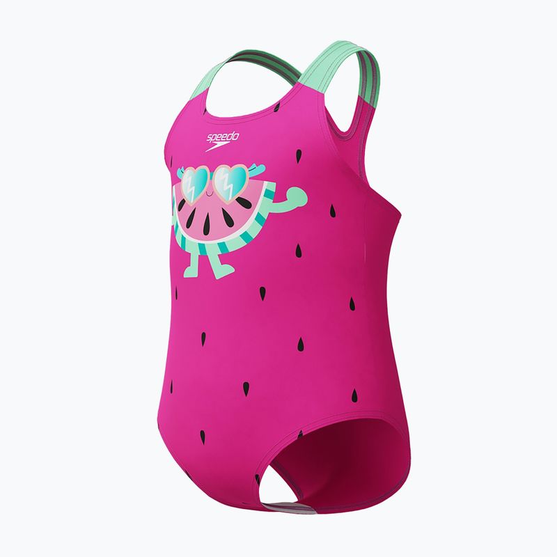 Strój pływacki jednoczęściowy dziecięcy Speedo Digital Printed neon bubblegum 3